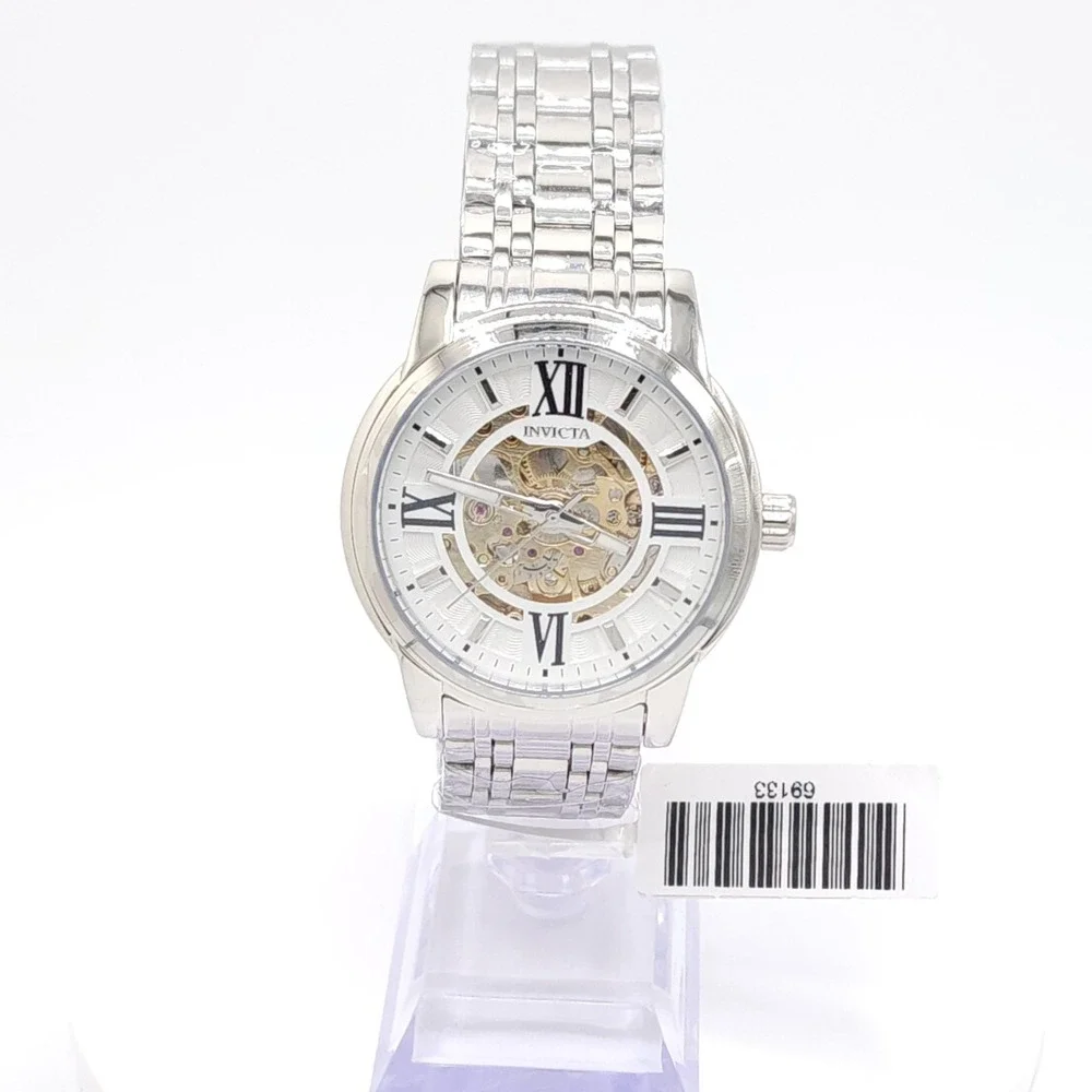 Invicta Objet D Art 69133 Men's Automatic Skeleton Silver Watch 41mm New